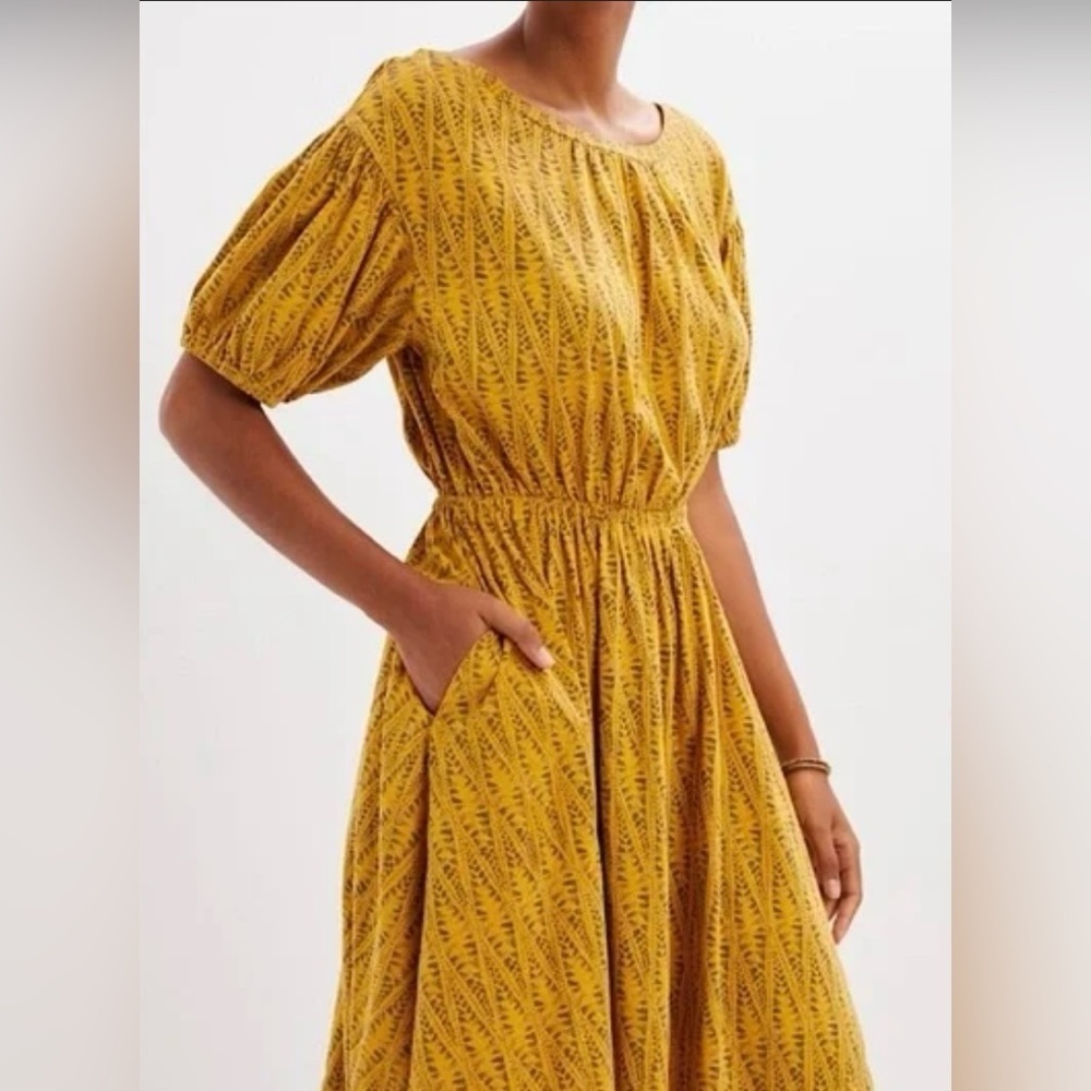 Anthropologie Mustard Patterned Mini Dress